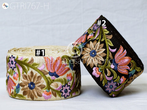 3 Yard Pink Indian Embroidered Fabric 8 CM Trim Sari Border DIY Crafting Saree Sewing Trimmings Embellishments Beach Bag Cushions Ribbons