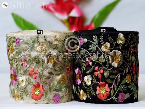 9 Yard Embroidery Fabric Trims Indian Laces Sari Border Embroidered Ribbon Decorative Sewing Craft Saree Dresses Trimmings Home Decor Trim