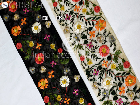 9 Yard Embroidered 11 CM Trims Indian Embroidery Laces Sari Border Decorative Sewing Fabric Craft Saree Dresses Trimmings Home Decor Trim