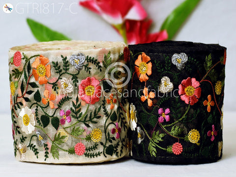 9 Yard Embroidered 11 CM Trims Indian Embroidery Laces Sari Border Decorative Sewing Fabric Craft Saree Dresses Trimmings Home Decor Trim