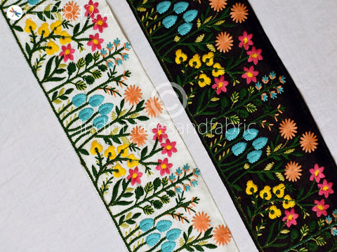 9 Yard Floral Embroidered Fabric Trim Indian DIY Crafting Laces Sari Border Saree Ribbon Sewing Curtain Home Decor Supply Embellishment Lace