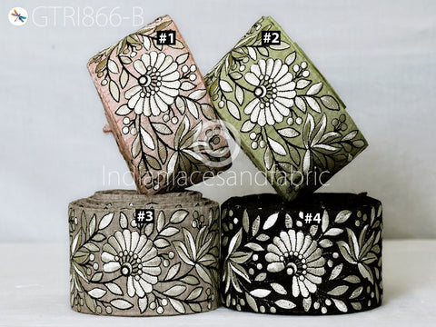 9 Yard Floral Embroidered Trim Sari Border DIY Crafting Fabric Indian Decoration Saree Sewing Decorative Beach Bags Trimmings Home Decor