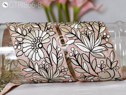 9 Yard Floral Embroidered Trim Sari Border DIY Crafting Fabric Indian Decoration Saree Sewing Decorative Beach Bags Trimmings Home Decor