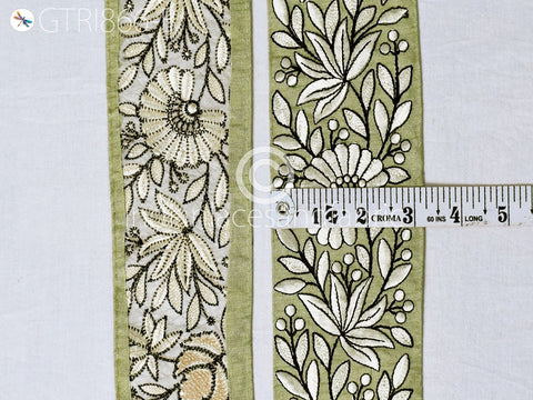 9 Yard Floral Embroidered Trim Sari Border DIY Crafting Fabric Indian Decoration Saree Sewing Decorative Beach Bags Trimmings Home Decor