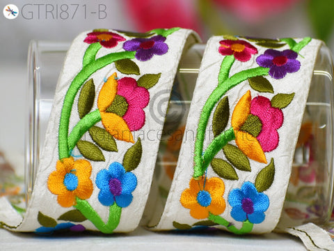 9 Yard Embroidered Fabric 4 Cm Trim Gift Wrapping Ribbon Embellishment Sewing DIY Crafting Indian Sari Border Embroidery Cushions Lace