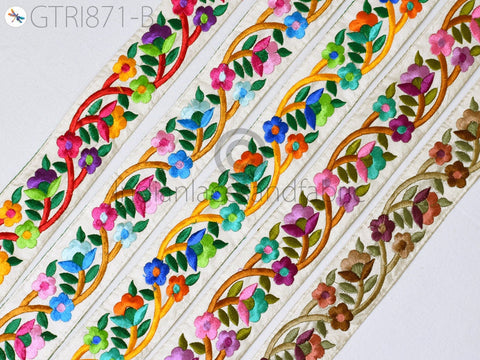 9 Yard Embroidered Fabric 4 Cm Trim Gift Wrapping Ribbon Embellishment Sewing DIY Crafting Indian Sari Border Embroidery Cushions Lace