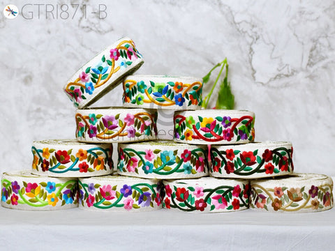 9 Yard Embroidered Fabric 4 Cm Trim Gift Wrapping Ribbon Embellishment Sewing DIY Crafting Indian Sari Border Embroidery Cushions Lace