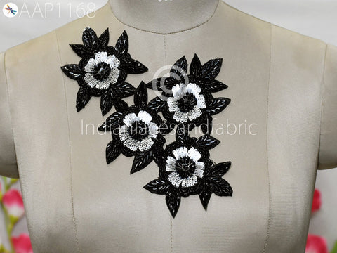 Sequins Decorated Appliques Decorative Wedding Dress Neck Patches, Patches For Dress, Black Patches, Wedding Dress Neckline, Decorative Patches