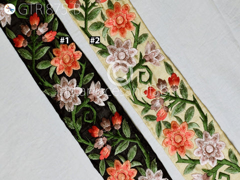 9 Yard Peach 6cm Embroidered Fabric Trim Floral Indian Sari Border Crafting Saree Sewing Decorative Beach Bag Cushion Covers Trimming Ribbon