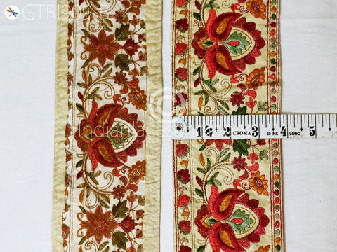 9 Yard Embroidered 10cm Fabric Trim Indian Sari Border Saree Laces Sewing DIY Crafting Decorative Ribbons Trimmings Cushions Beach Bags Hats