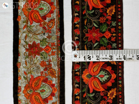 9 Yard Embroidered 10cm Fabric Trim Indian Sari Border Saree Laces Sewing DIY Crafting Decorative Ribbons Trimmings Cushions Beach Bags Hats