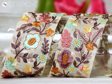 9 Yard Indian 6CM Embroidered Trim Drapery Embellishments Hats Bag Saree Trimming Decorative Ribbon Crafting Sewing Sari Borders Home Decor