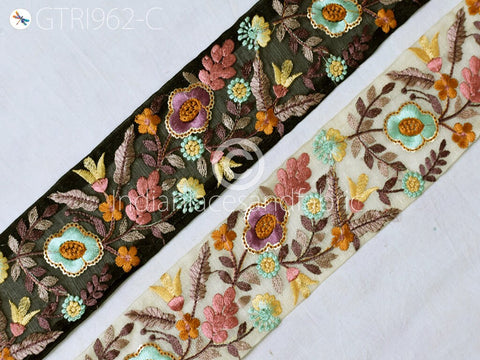 9 Yard Indian 6CM Embroidered Trim Drapery Embellishments Hats Bag Saree Trimming Decorative Ribbon Crafting Sewing Sari Borders Home Decor