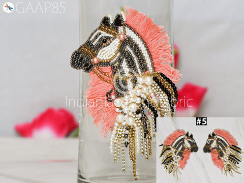 Animal Beaded Patches Appliques Dresses Embroidered Indian Decorative Handmade Appliques