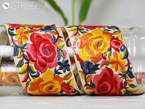 3 Yard Yellow DIY Crafting Indian Embroidered Decorative Fabric 8 CM Trim Laces Sari Border Saree Ribbon Sewing Curtain Home Decor Accessory