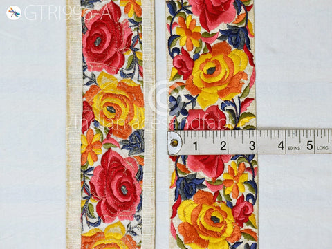 3 Yard Yellow DIY Crafting Indian Embroidered Decorative Fabric 8 CM Trim Laces Sari Border Saree Ribbon Sewing Curtain Home Decor Accessory