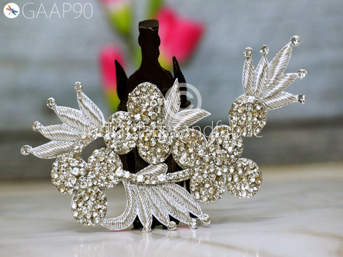 Sewing Applique Rhinestone Crafting Decorative Indian Handmade Silver Patches Appliques Dresses Patches