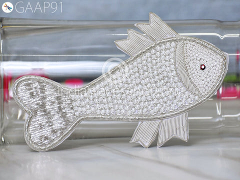 Fish Patches Beaded Embroidery Sew on Denim Patch Decorative Embroidery Handcrafted Appliques