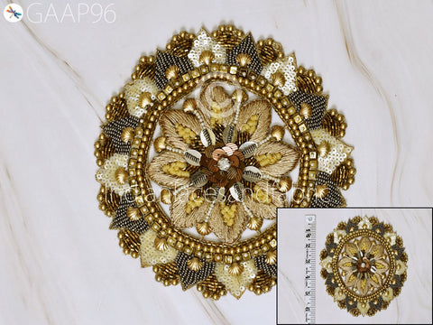 Mandala Gold Patches Appliques Dresses Handmade Thread Indian Embroidered Applique