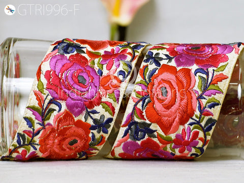 3 Yard Embroidered Fabric 8 CM Trim Floral Indian Sari Border Crafting Saree Sewing Decorative Beach Bag Cushions Trimmings Dresses Ribbons