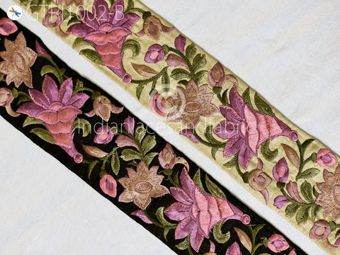 9 Yard Mauve 65MM Embroidered Ribbon Fabric Trim Decorative Embroidery Embellishments DIY Crafting Sewing Indian Sari Border Tapes Headbands