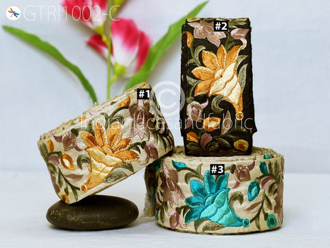 9 Yard Embroidered 65 mm Ribbon Fabric Trim Decorative Embroidery Embellishments DIY Crafting Sewing Indian Sari Border Tapes Headbands Bags