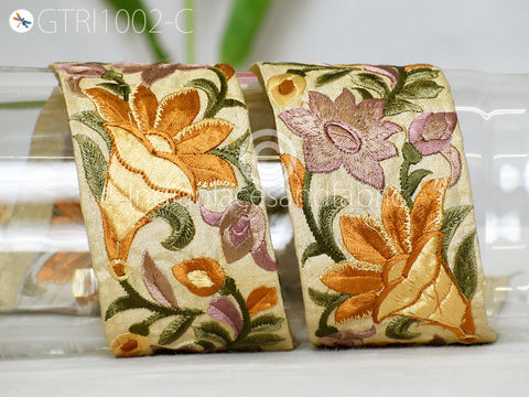 9 Yard Embroidered 65 mm Ribbon Fabric Trim Decorative Embroidery Embellishments DIY Crafting Sewing Indian Sari Border Tapes Headbands Bags