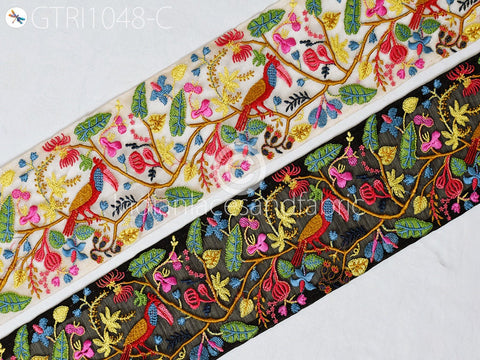 3 Yard Embroidered Fabric Trims 9cm Indian Embroidery Sari Border Laces Ribbon Decorative Sewing Craft Saree Dresses Trimmings Home Decor