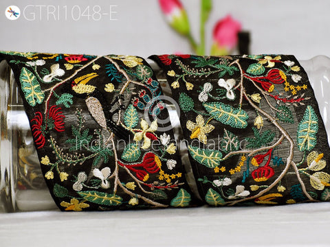 3 Yard Embroidered Fabric 9 CM Trims Indian Embroidery Sari Border Laces Ribbon Decorative Sewing Craft Saree Dresses Trimmings Home Decor