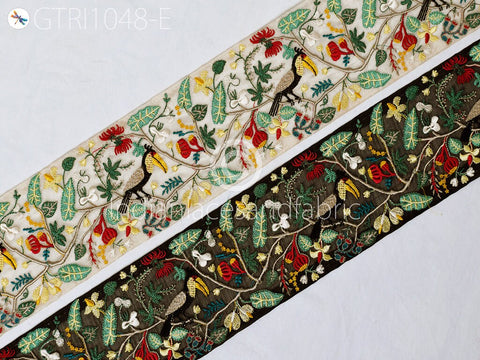 3 Yard Embroidered Fabric 9 CM Trims Indian Embroidery Sari Border Laces Ribbon Decorative Sewing Craft Saree Dresses Trimmings Home Decor