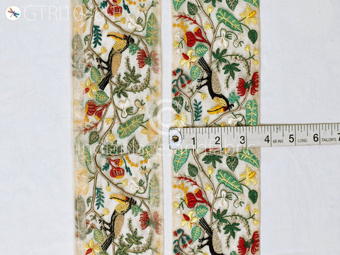 3 Yard Embroidered Fabric 9 CM Trims Indian Embroidery Sari Border Laces Ribbon Decorative Sewing Craft Saree Dresses Trimmings Home Decor