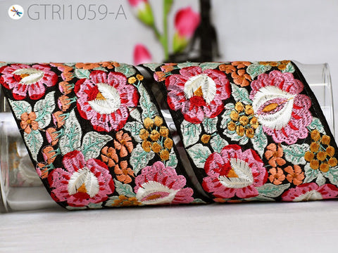 9 Yard Pink 9CM Indian Embellishment Embroidered Trim Cushion Covers Embroidery Saree Ribbon Sewing Crafting Border Wedding Trim Curtains