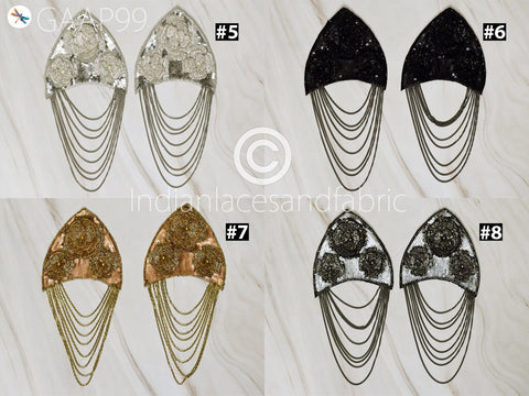 Shoulder Beaded Patches Blazer Tassel Chain Suit Epaulet Punk Fringe Tassel Rhinestones Shoulder Applique