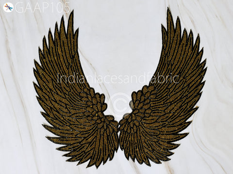 Angle Wings Patches Sew on Denim Jackets, Appliques Zardozi Patch Wedding Dress Applique, Decorative Appliques Wedding Dress Applique