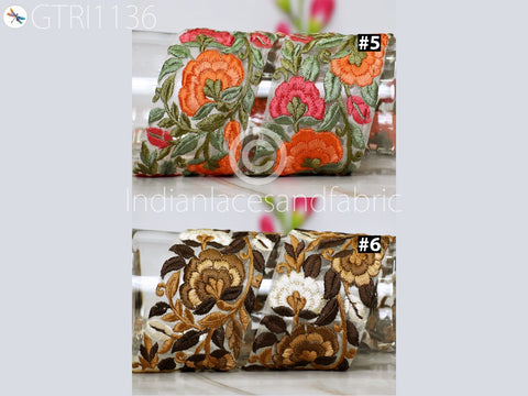 9 Yard Embroidered 75mm Fabric Trim Indian Sari Border Saree Laces Sewing DIY Crafting Decorative Ribbons Trimmings Cushions Beach Bags Hats