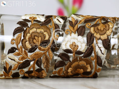 9 Yard Embroidered 75mm Fabric Trim Indian Sari Border Saree Laces Sewing DIY Crafting Decorative Ribbons Trimmings Cushions Beach Bags Hats