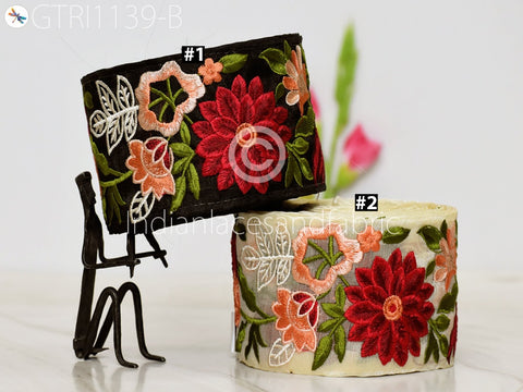 9 Yard Red 8cm Embroidered Fabric Trim Dress Embroidery Ribbon DIY Craft Sewing Saree Indian Sari Border Home Decor Beach Bags Table Runner