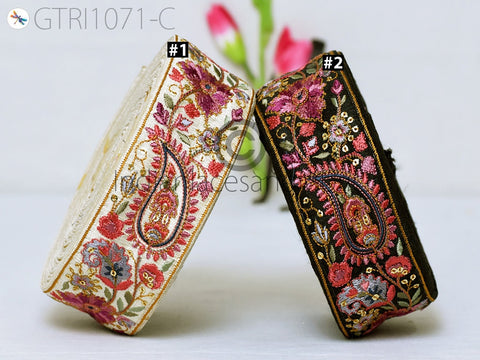 9 Yard Indian Embroidered Fabric 5 Cm Trim Saree Sewing Crafting Embellishment Embroidery Border Wedding Dress Trimmings Cushion Covers