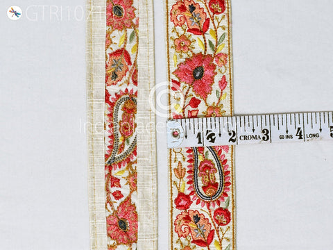 9 Yard Indian 5cm Embroidered Fabric Trim Saree Ribbon Sewing Crafting Embellishment Embroidery Border Wedding Dress Trimmings Cushion Cover