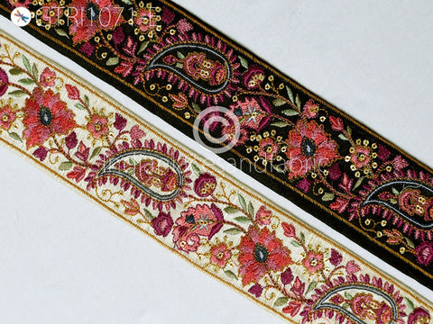 9 Yard Indian Embroidered Fabric 5 Cm Trim Saree Ribbon Sewing Crafting Embellishment Embroidery Border Wedding Dress Cushion Covers