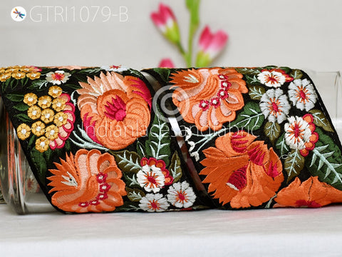 9 Yard Orange Indian Embellishment Embroidered 10cm Trim Cushion Covers Embroidery Saree Ribbon Sewing Crafting Border Wedding Trimmings