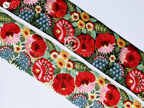 9 Yard Red Indian Embellishment Embroidered Trim Cushion Covers Embroidery Saree Ribbon Sewing Crafting Border Wedding Trimmings Curtain