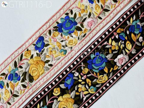 9 Yard Embroidered Fabric 10cm Trim Indian Sari Border Saree Laces Sewing DIY Crafting Decorative Ribbons Trimmings Cushions Beach Bags Hats