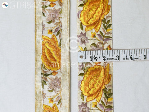 9 Yard Saree Border 6CM DIY Crafting Sewing Bridal Sari Ribbon Floral Embroidered Fabric Trim Beach Bags Home Decor Embellish Tapes Drapery