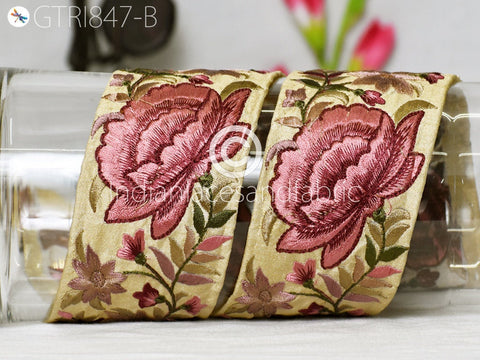 9 Yard Floral 6 cm Embroidered Fabric Trim Decor Saree Border DIY Crafting Sewing Sari Ribbon Beach Bags Home Decor Embellishments Drapery