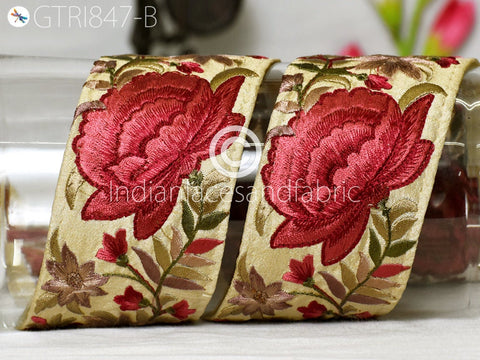 9 Yard Floral 6 cm Embroidered Fabric Trim Decor Saree Border DIY Crafting Sewing Sari Ribbon Beach Bags Home Decor Embellishments Drapery