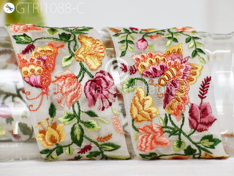 9 Yard Butterfly 7cm Embroidered Ribbon Fabric Trim Decorative Indian Sari Border Trim Sewing Cushions Embroidery Crafting Laces Home Decor