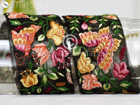 9 Yard Butterfly 7cm Embroidered Ribbon Fabric Trim Decorative Indian Sari Border Trim Sewing Cushions Embroidery Crafting Laces Home Decor