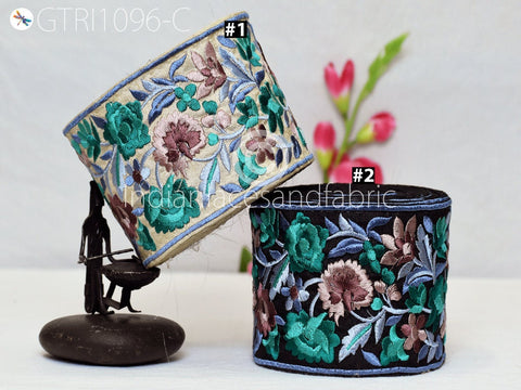 9 Yard Embroidered 10cm Fabric Trim Indian Sari Border Saree Laces Sewing DIY Crafting Decorative Ribbons Trimmings Cushions Beach Bags Hats