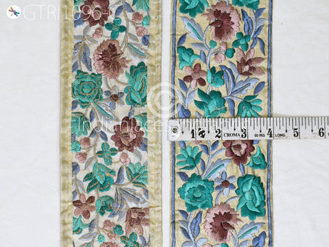 9 Yard Embroidered 10cm Fabric Trim Indian Sari Border Saree Laces Sewing DIY Crafting Decorative Ribbons Trimmings Cushions Beach Bags Hats